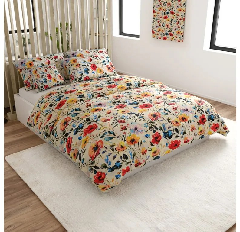 Krepové obliečky FLOREEN krémové Rozmer obliečky: 70 x 90 cm | 140 x 200 cm