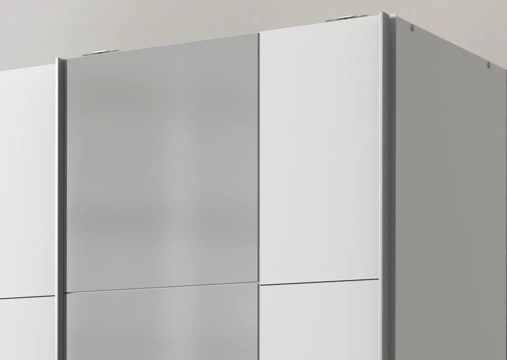 Šatníková skriňa so zrkadlom Emden, 135 cm, biela