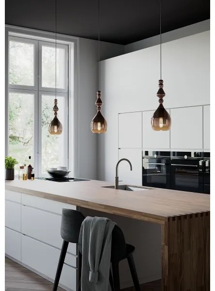 Redo 01-2939 - Luster na lanku AMBIX 1xE27/42W/230V, priemer 18 cm, hnedý