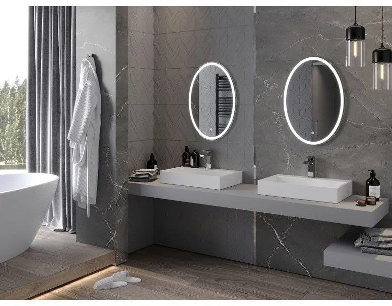 Mexen Elz, LED kúpeľňové zrkadlo s podsvietením 50 x 70 cm, 6000K, ochrana proti zahmlievaniu, 9802-050-070-611-00