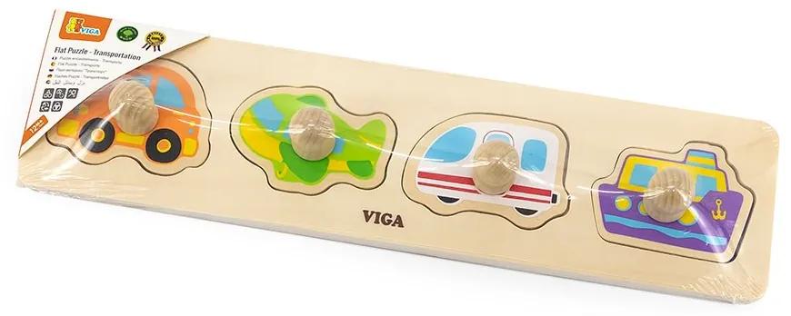 Detské drevené puzzle s úchytmi Viga Transport