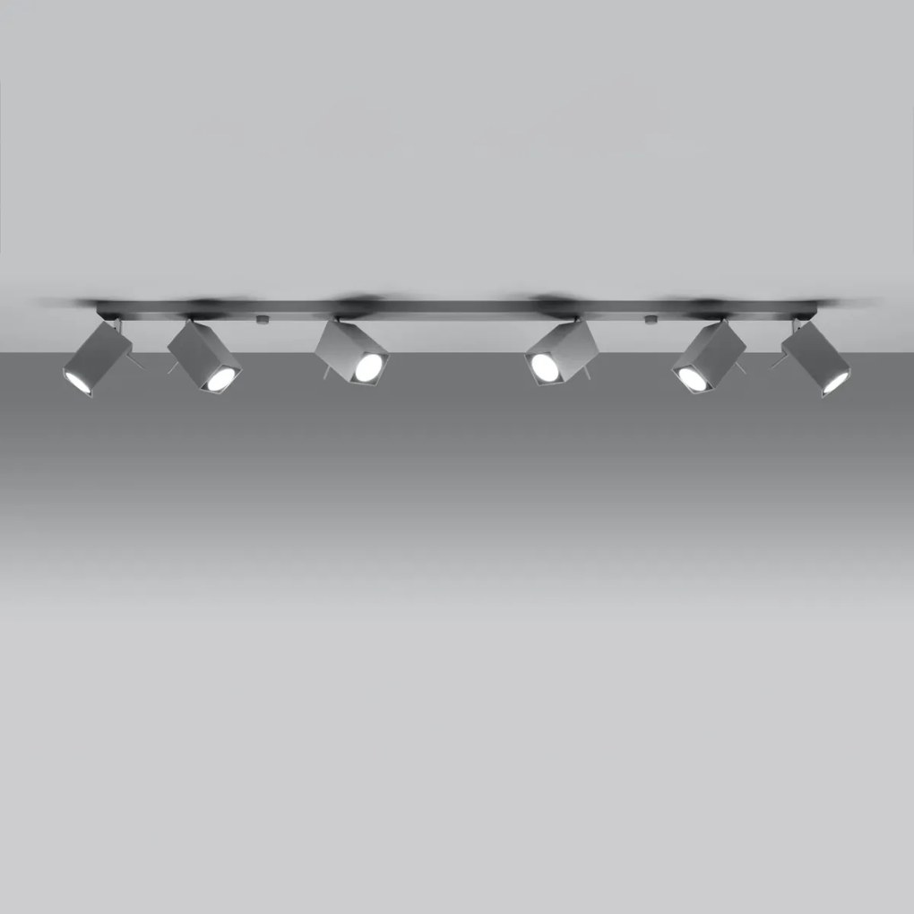 Bodové svietidlo Merida, 6x sivé kovové tienidlo, (možnosť polohovania)
