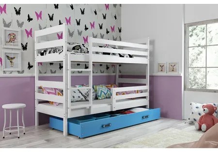 Detská poschodová posteľ ERYK 200x90 cm Modrá Biela
