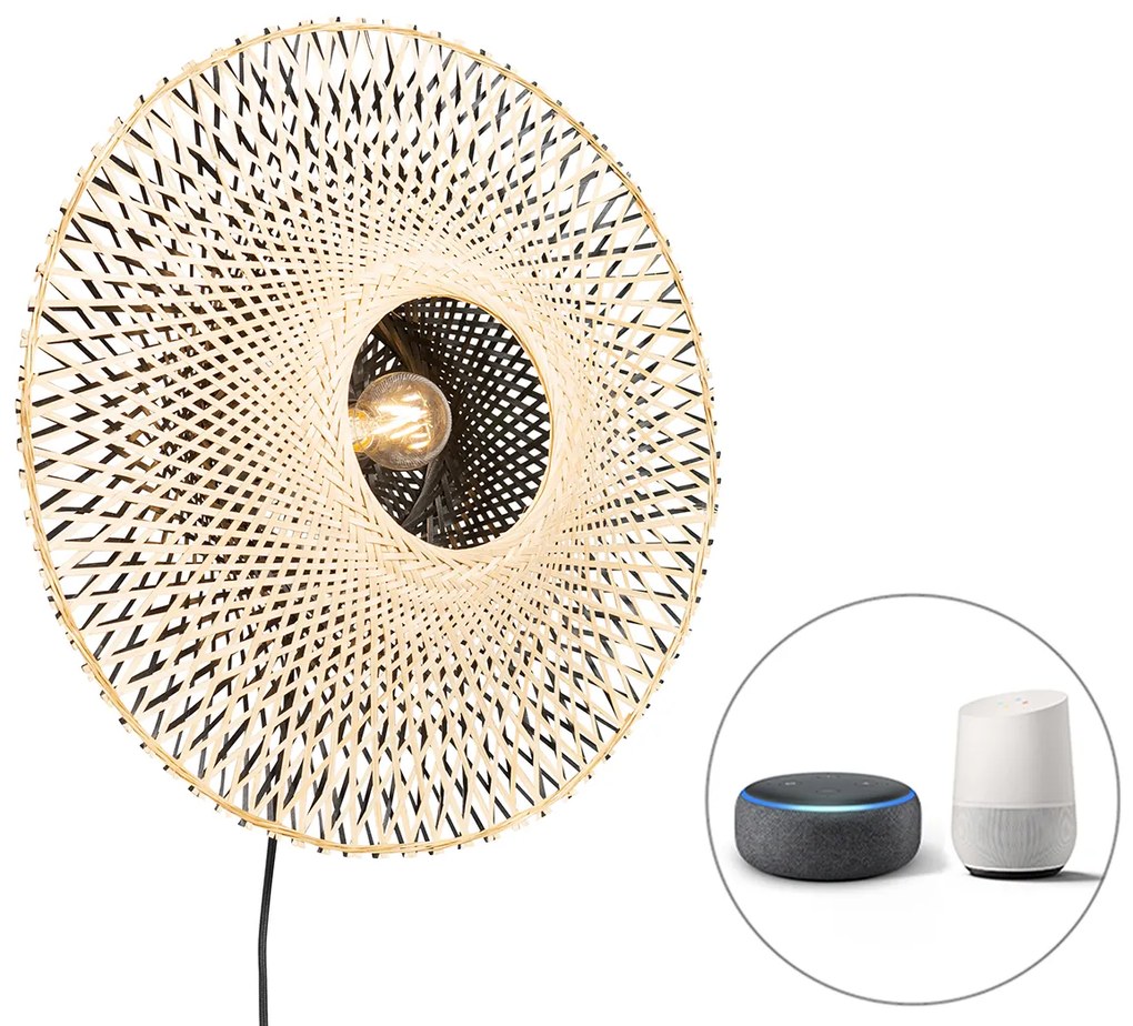 Inteligentná nástenná lampa bambus 50 cm so zástrčkou vrátane Wifi A60 - Rina
