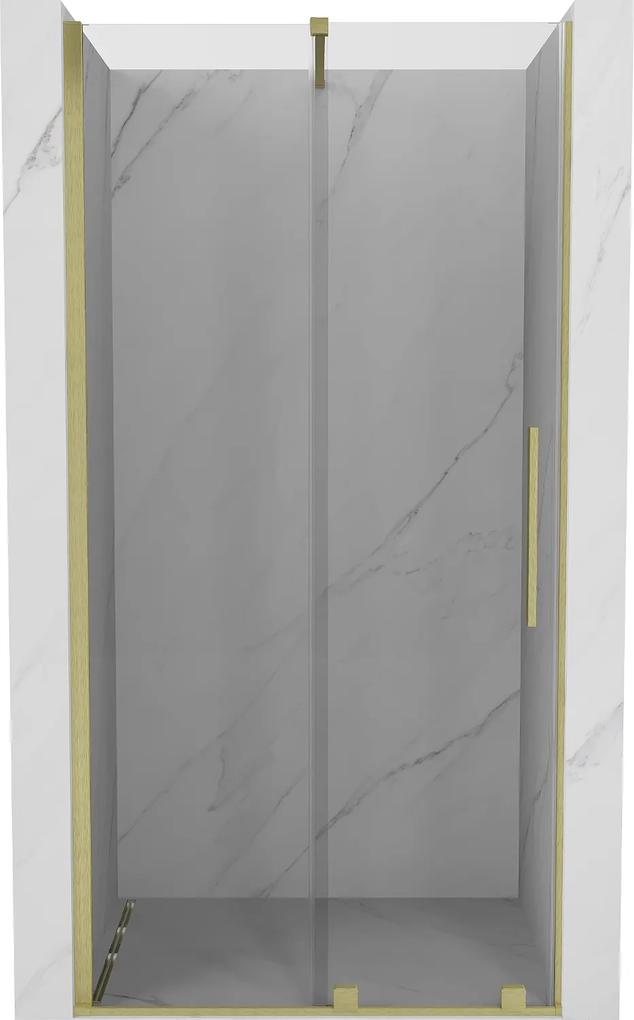 Mexen Velar, posuvné dvere do otvoru 75x200 cm, 8mm číre sklo, zlatý matný profil, 871-075-000-01-55
