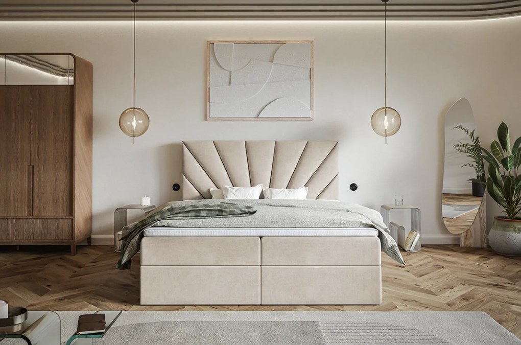 PROXIMA.store - Kontinentálna boxspring posteľ DONNA ROZMER: 140 x 200 cm, TYP MATRACA: BONELLOVÉ PRUŽINY, VRCHNÝ MATRAC (TOPPER): BEZ TOPPERU