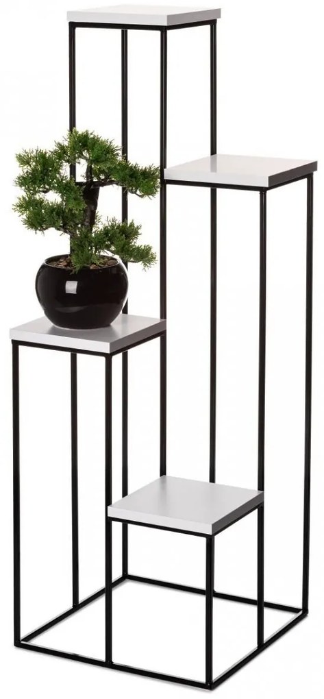 Kvetinový stojan v industriálnom štýle 110 cm čierny/biely