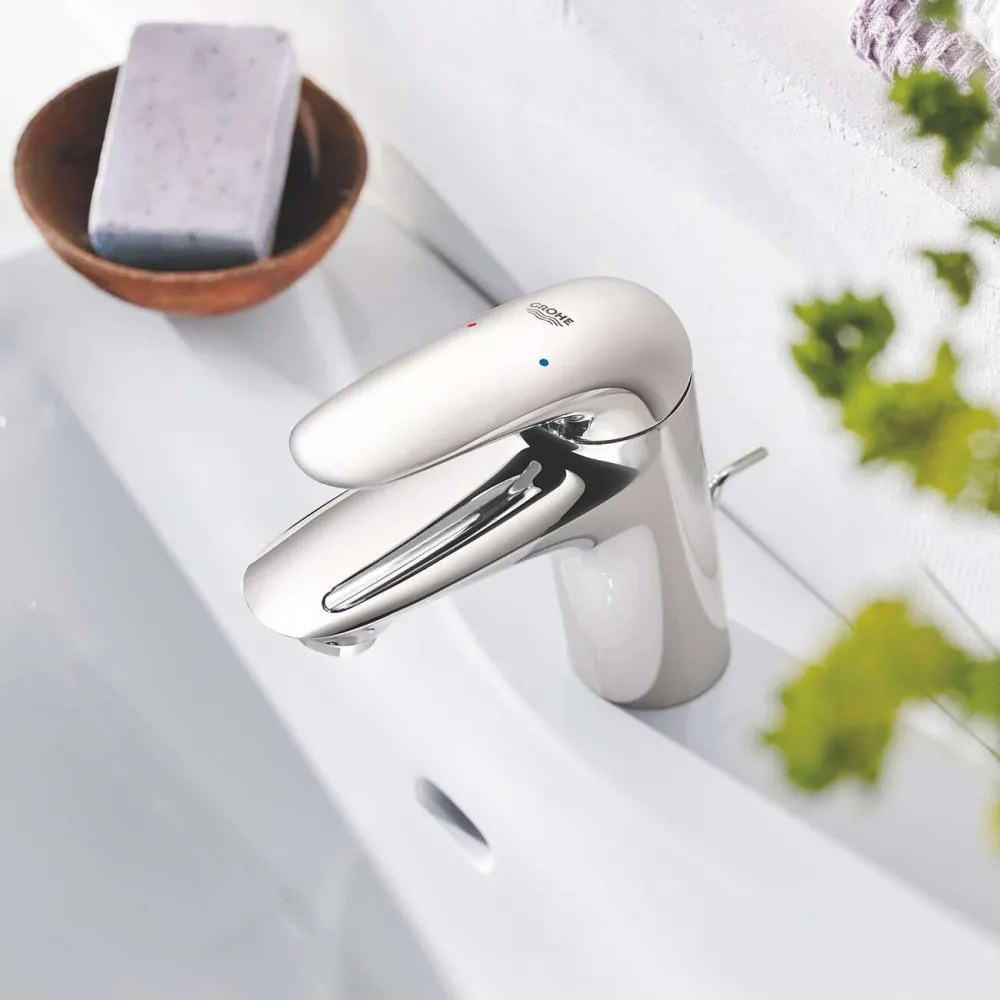 GROHE Wave páková umývadlová batéria s odtokovou súpravou s tiahlom, výška výtoku 84 mm, chróm, 32284001