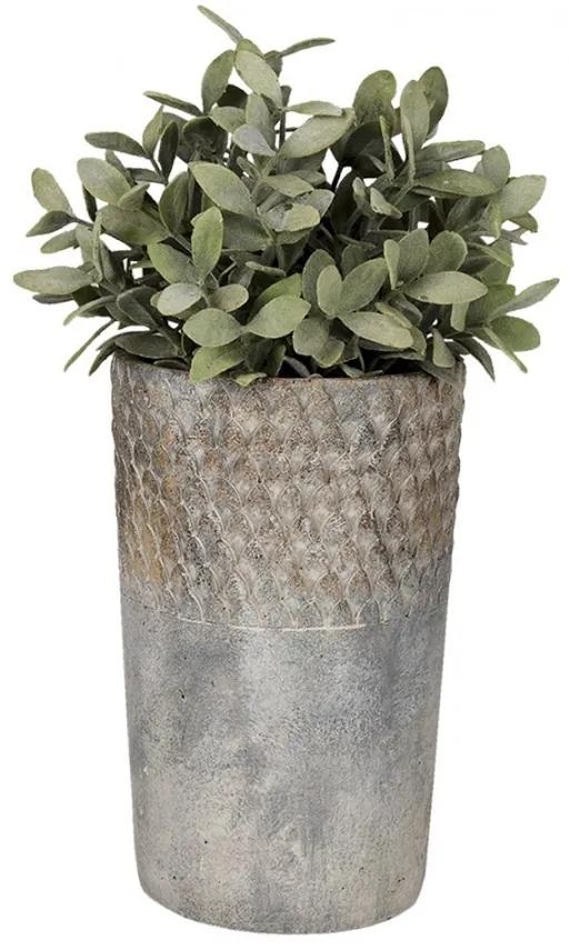 Šedý antik cementový vysoký kvetináč L - Ø 14*23 cm