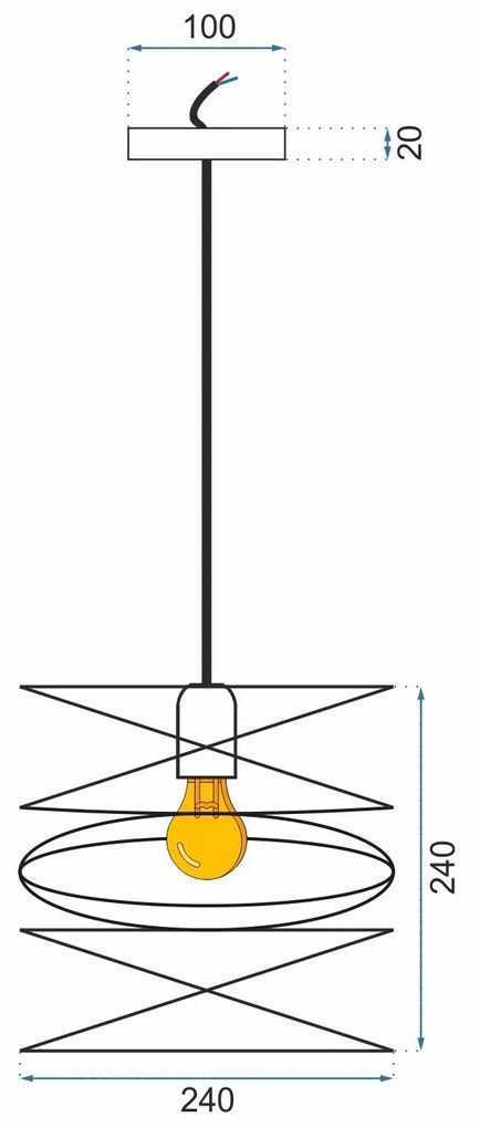 Toolight, Závesné kovové stropné svietidlo Loft APP201-1CP, čierna, OSW-00480
