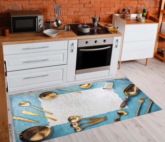 Protišmykový koberec / behúň ANDRE 33220 modrý / zlatý