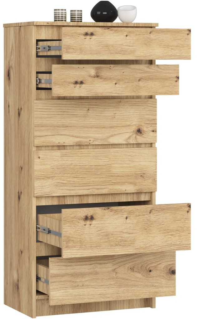Komoda Kuba 60 cm - 6 zásuviek dub artisan