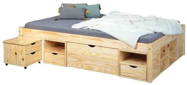 Inter Link Funkčná posteľ s 2 integrovanými nočnými stolíkmi (Claas – prírodná, 180 x 200 cm)  (100180021)