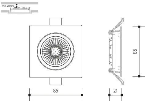 LED Podhľadové svietidlo LED/6W/230V 3000K 8,5x8,5 cm čierna