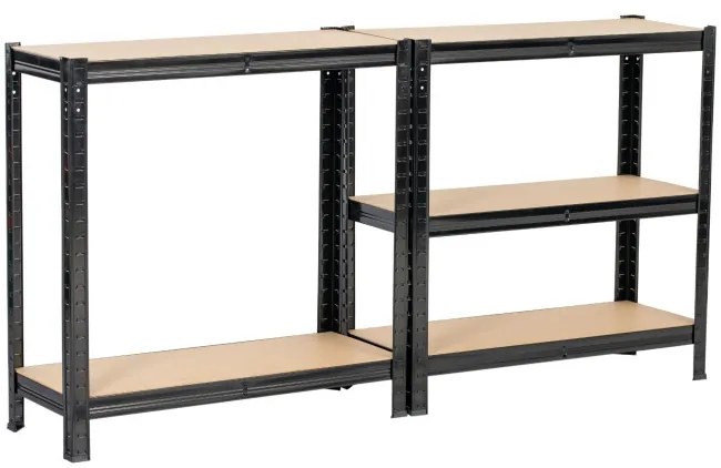 Set 2 kovových regálov 70x30x154 cm čierny
