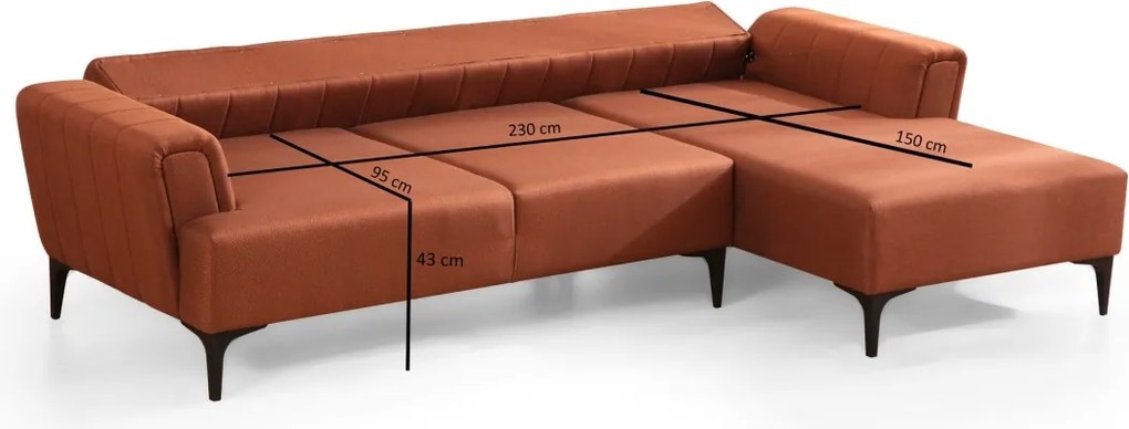 Rohová sedacia súprava Hamlet 270 cm tehlová pravá