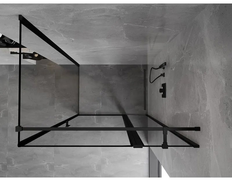 Mexen Mist T, sprchový kút s krídlovými dverami, pravý, 70 x 85 cm, 8mm číre sklo, čierny profil, 8A4T-085-070-70-70-P