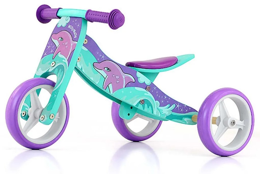 Detské multifunkčné odrážadlo bicykel 2v1 Milly Mally JAKE Dolphin