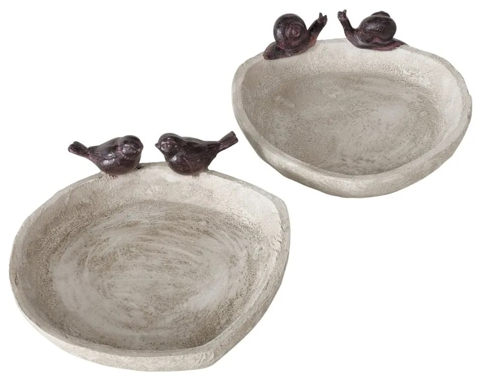 Napájadlo pre vtáky Snails, 6x21 cm, polyresín, béžová