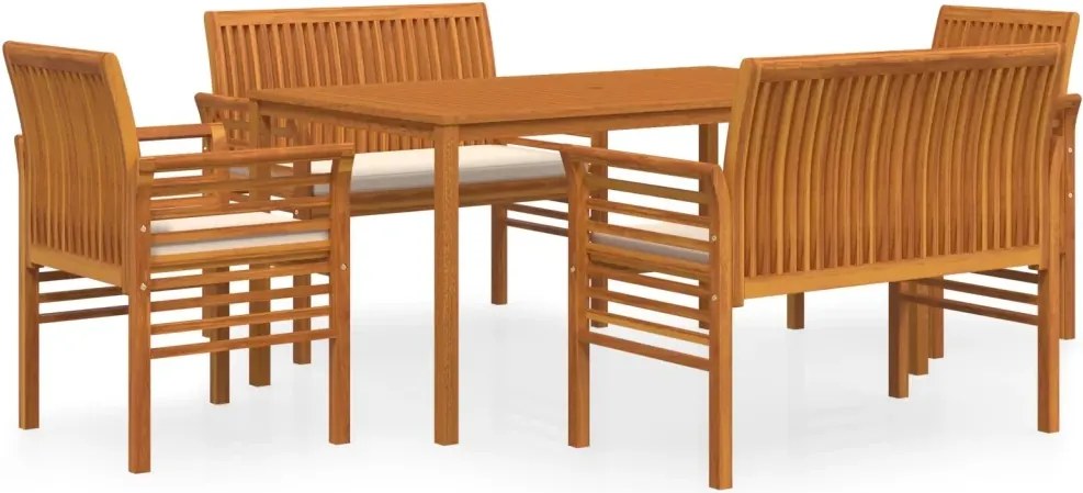vidaXL 5-dielna sada záhradného nábytku s vankúšmi, akáciové drevo