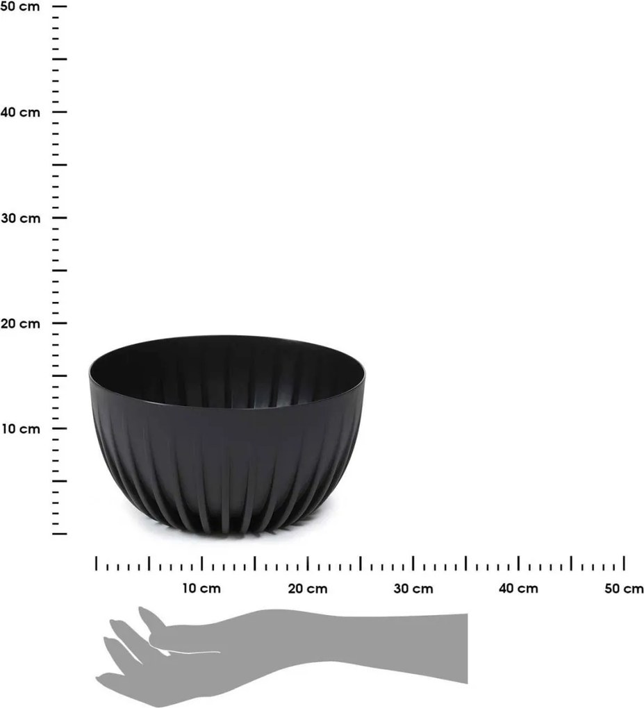 Kvetináč STRIPPED Eco 23,6x14 cm čierny