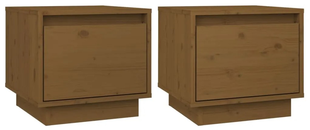 vidaXL Nočné stolíky 2 ks medovo-hnedé 35x34x32 cm borovicové drevo