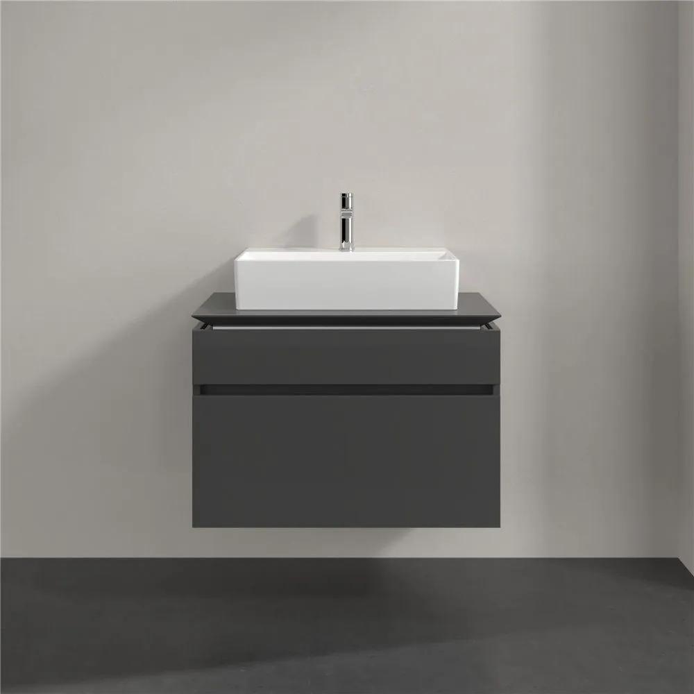 VILLEROY &amp; BOCH Legato závesná skrinka pod umývadlo na dosku (umývadlo v strede), 2 zásuvky, 800 x 500 x 550 mm, Glossy Grey, B60200FP