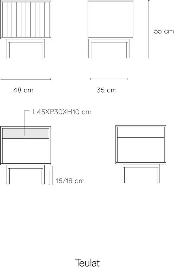 Biely matný nočný stolík Sierra – Teulat