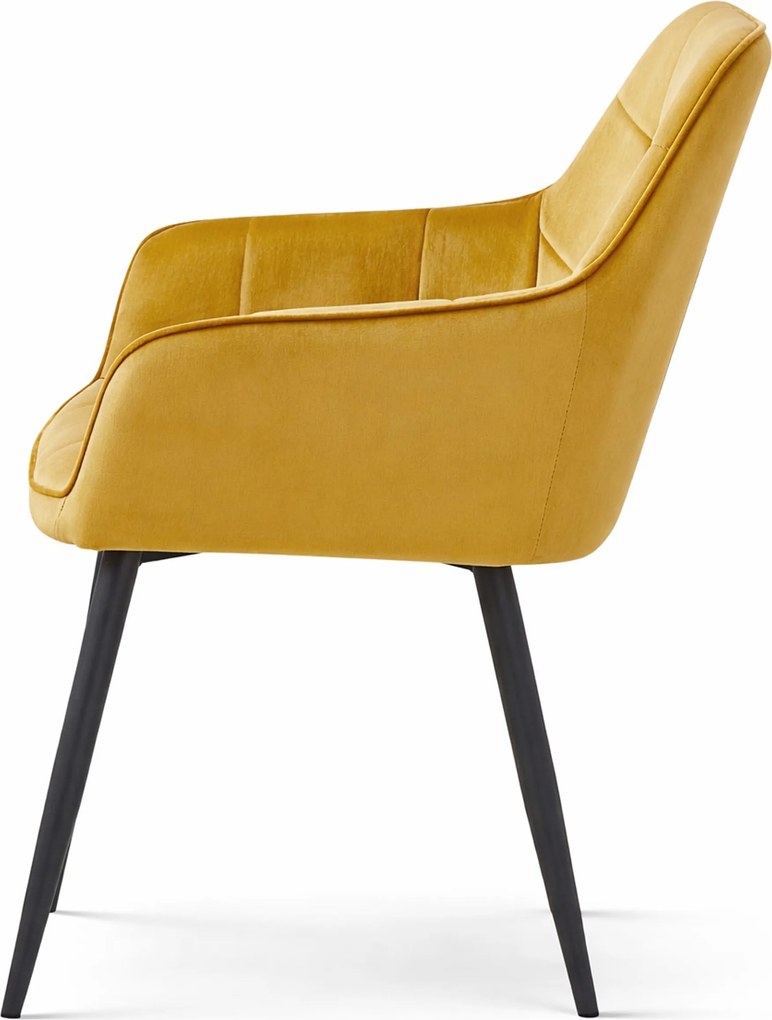 Jedálenské kreslo VARSI VELVET s čiernymi nohami, horčicové