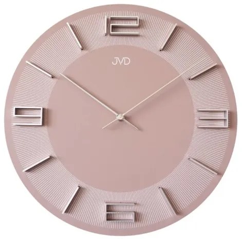 Nástenné hodiny JVD HC34.3 – ružové, strieborné 3D číslice (40 cm)