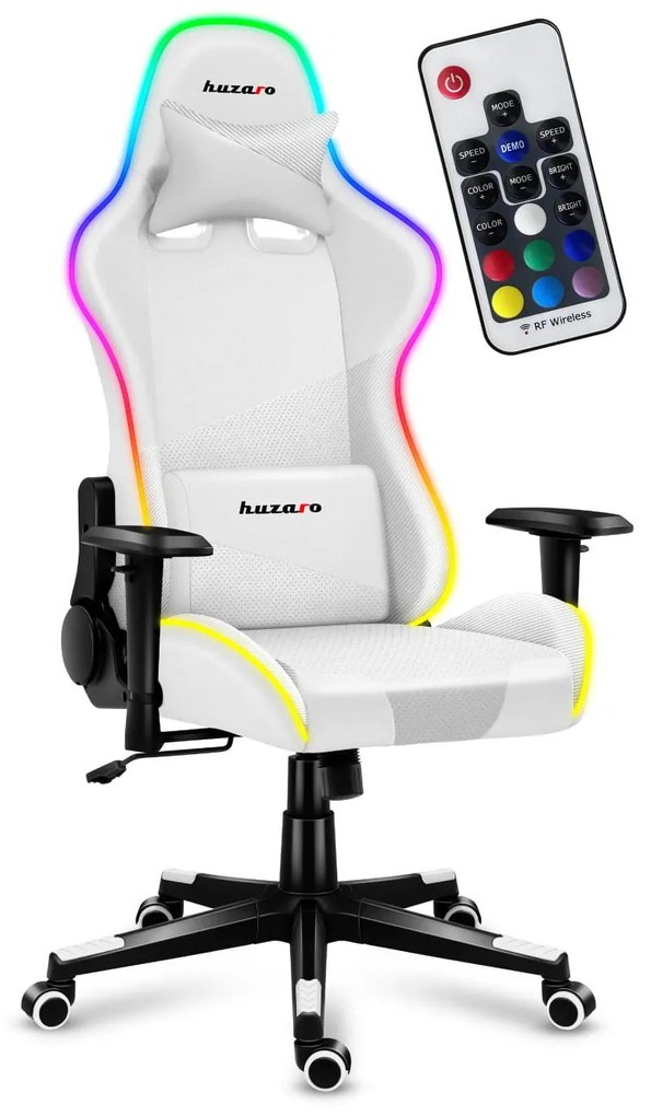Herné kreslo Fusion 6.2 (biela + viacfarebná) (s LED osvetlením). Akcia -20%. Vlastná spoľahlivá doprava až k Vám domov. 1087488