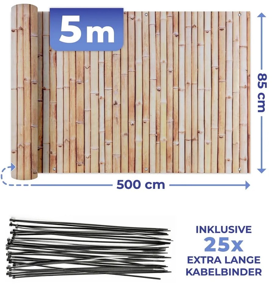 Svetlohnedá plastová balkónová zástena 500x85 cm – Maximex