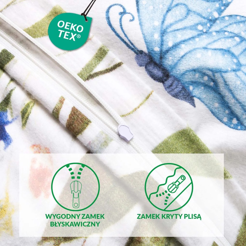 FLANELOVÉ OBLIEČKY FLANELOVE 180X200 CM, 2KS 70X80 CM KVETY