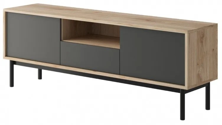 Piaski TV stolík LOFT 154 cm grafit/jackson hickory