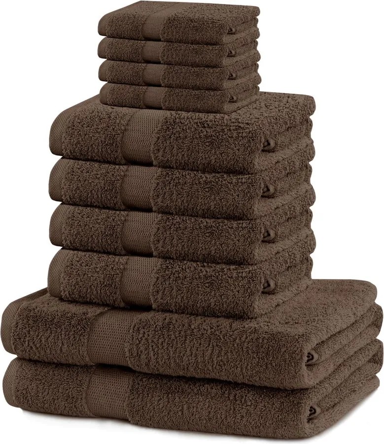 Hnedé froté bavlnené uteráky a osušky v súprave 10 ks Marina – DecoKing