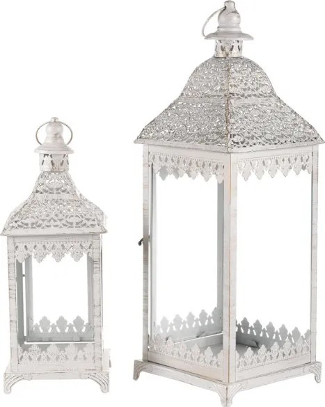 Set dvoch kovových lampášov biely JL326 (2 ks)