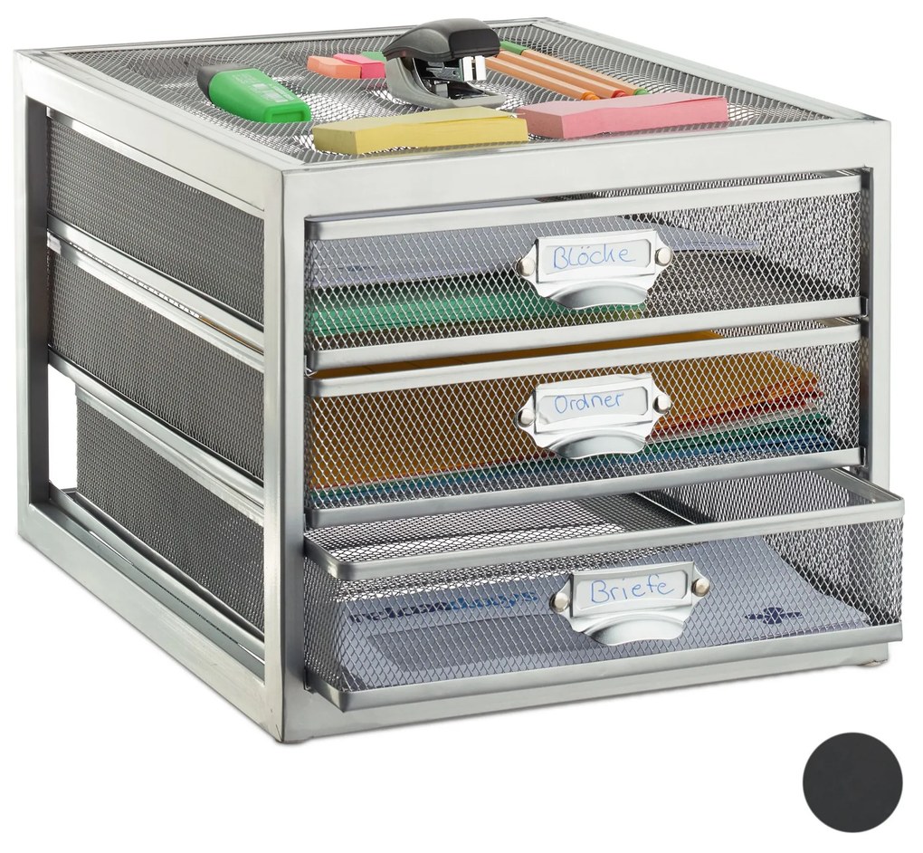 Zásuvkový box A4 s 3 priehradkami RD24815, strieborná