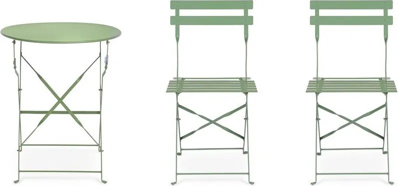 Šalviovozelená oceľová záhradná jedálenská súprava pre 2 Austin – Bizzotto