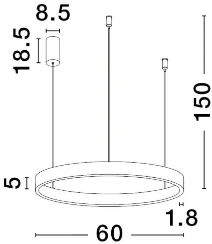 LED luster Elowen 60 čierne