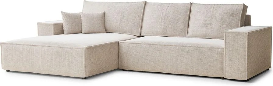Krémovobiela ženilková rozkladacia/s úložným priestorom rohová pohovka (ľavý roh/s leňoškou) Maze – Maison de Rêve