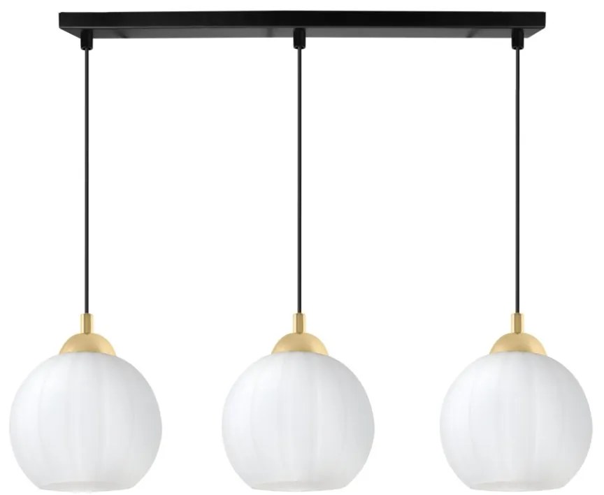 Závesné svietidlo Costa, 3x biele sklenené tienidlo, b/g