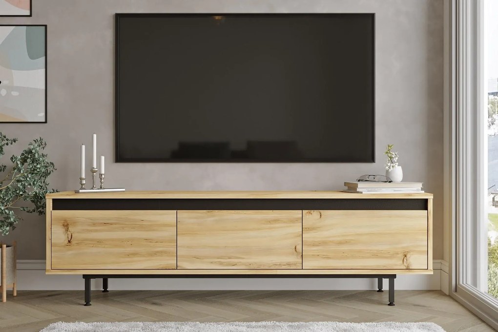 Elegantný TV stolík LUVIO 160 cm, MDF, svetlohnedý