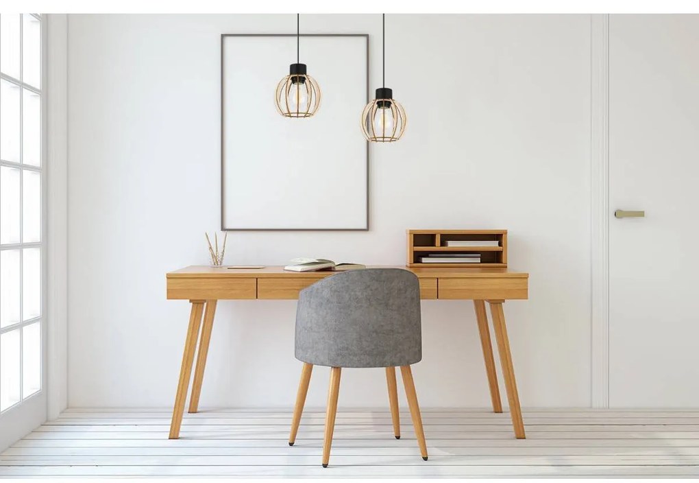 Závesné svietidlo Timber 8, 2x drevené tienidlo