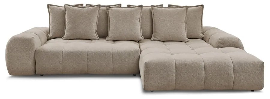 Taupe ženilková rozkladacia/s úložným priestorom rohová pohovka (pravý roh/s leňoškou) Everest – Bobochic Paris