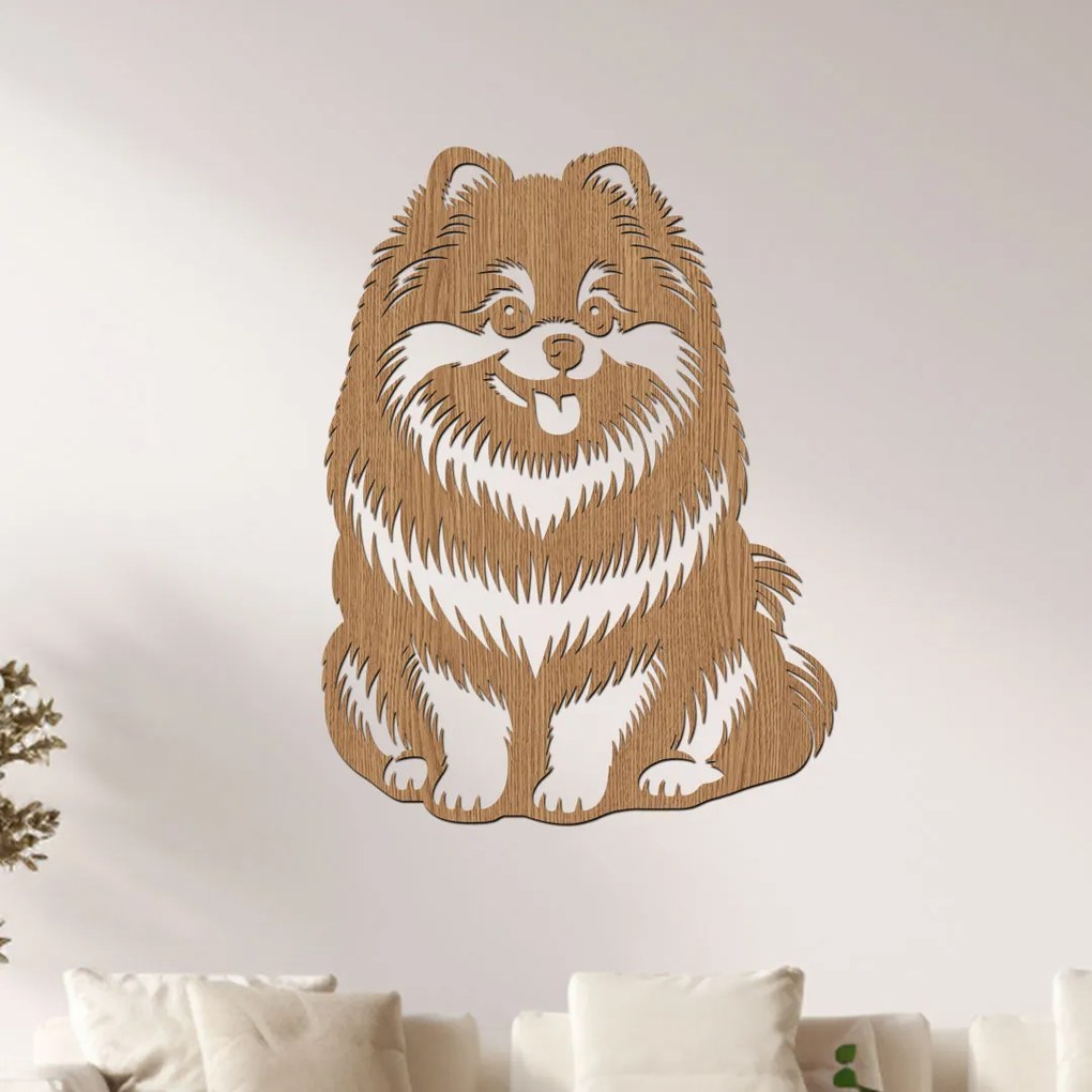 dřevo života Drevený obraz psa Pomeranian Rozmery - cm: 45x60, Zvoľte farbu dekoru: Orech