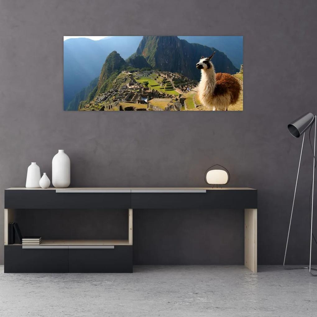 Obrázok - Lama a Machu Picchu (120x50 cm)