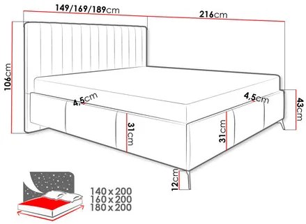 Manželská posteľ 140 cm Lozbona (modrá) (s roštom) (s úl. priestorom). Vlastná spoľahlivá doprava až k Vám domov. 1104156