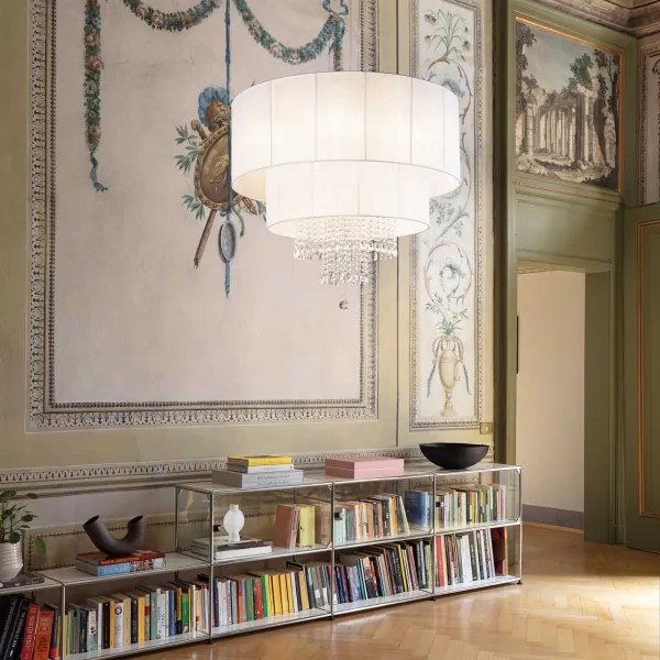 Ideal Lux - Krištáľový luster na lanku OPERA 10xE27/60W/230V pr. 90 cm biela