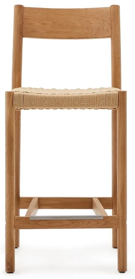 Barová stolička z dubového dreva v prírodnej farbe (výška sedadla 65 cm) Yalia – Kave Home
