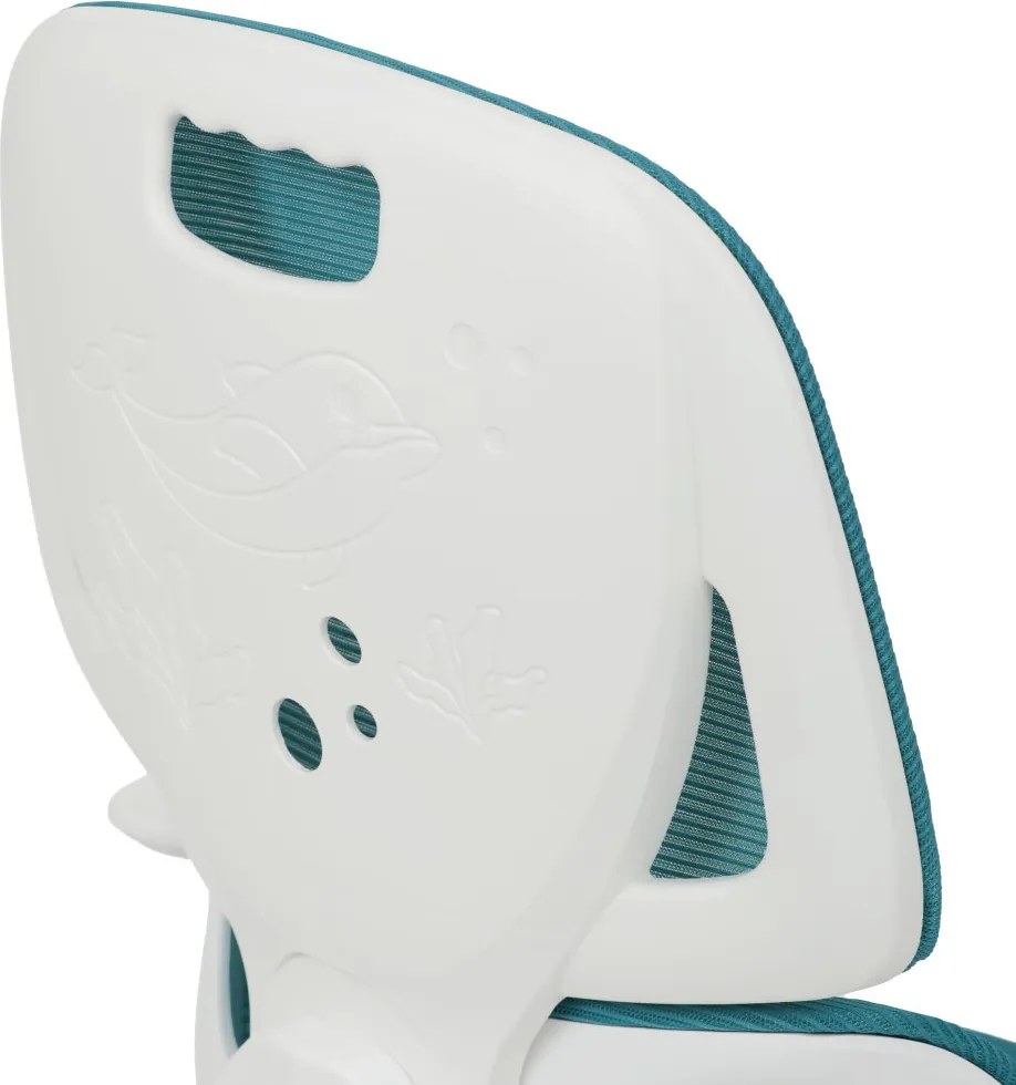 Detská pracovná stolička NANDU — sieť / látka, tyrkysová